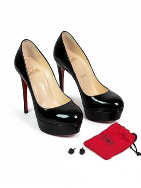 Christian Louboutin Black Patent Leather Platform Pumps size 37